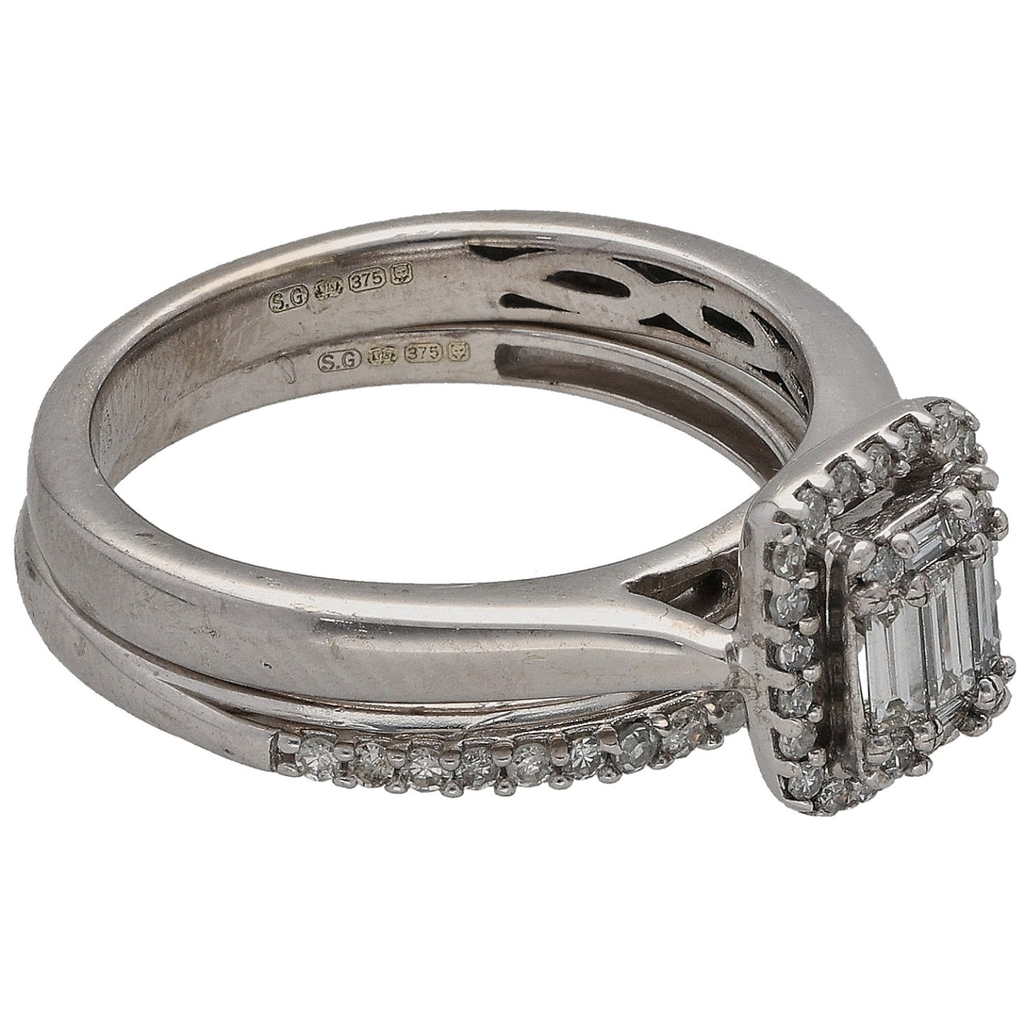9ct White Gold 0.62ct Diamond Ring Set Size K