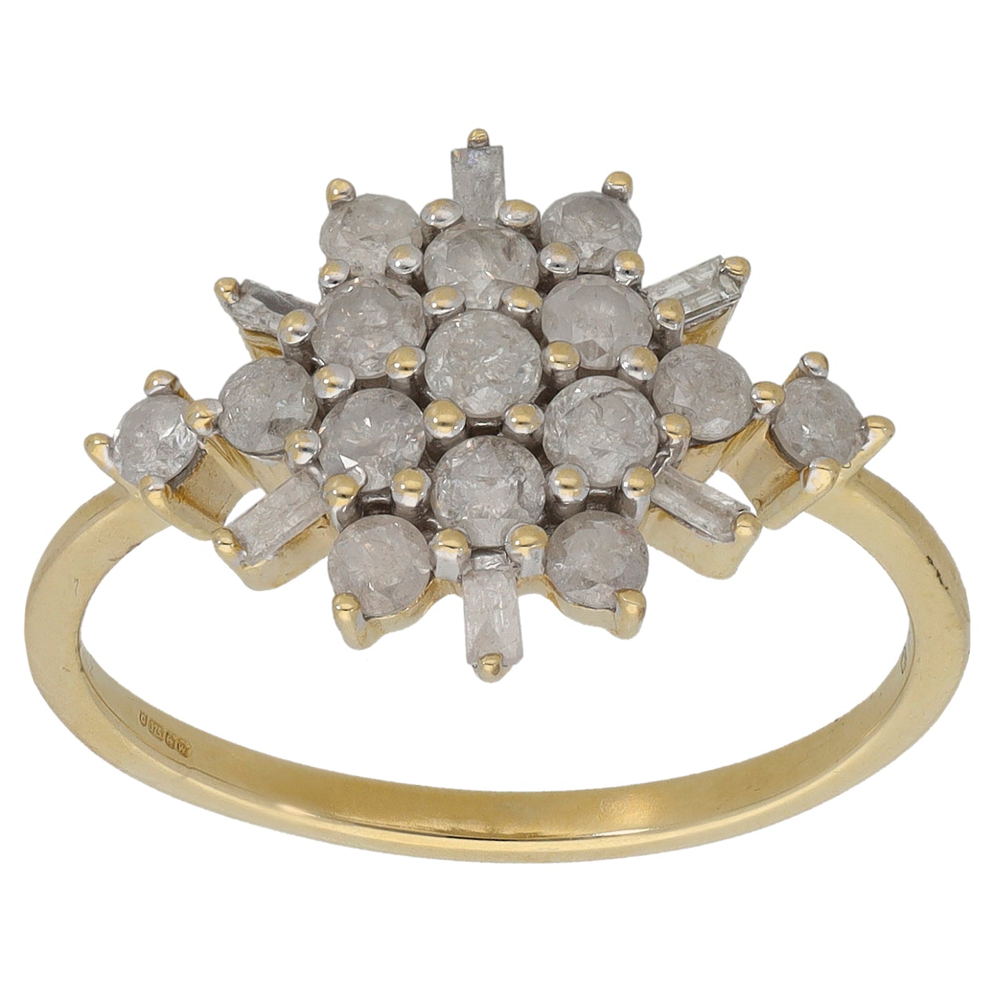 9ct Gold 0.81ct Diamond Cluster Ring Size P