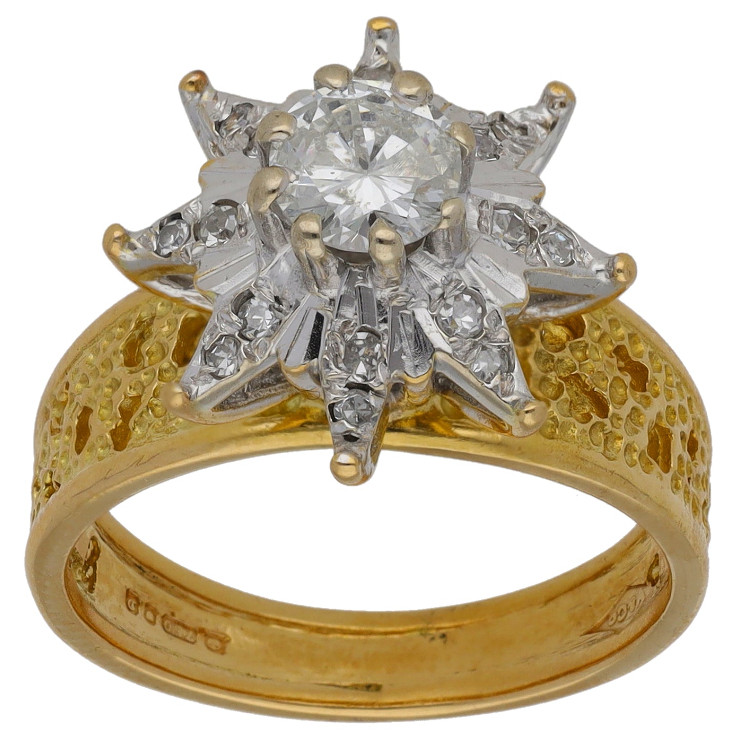 18ct Gold 0.71ct Diamond Solitaire Ring With Accent Stones Size N