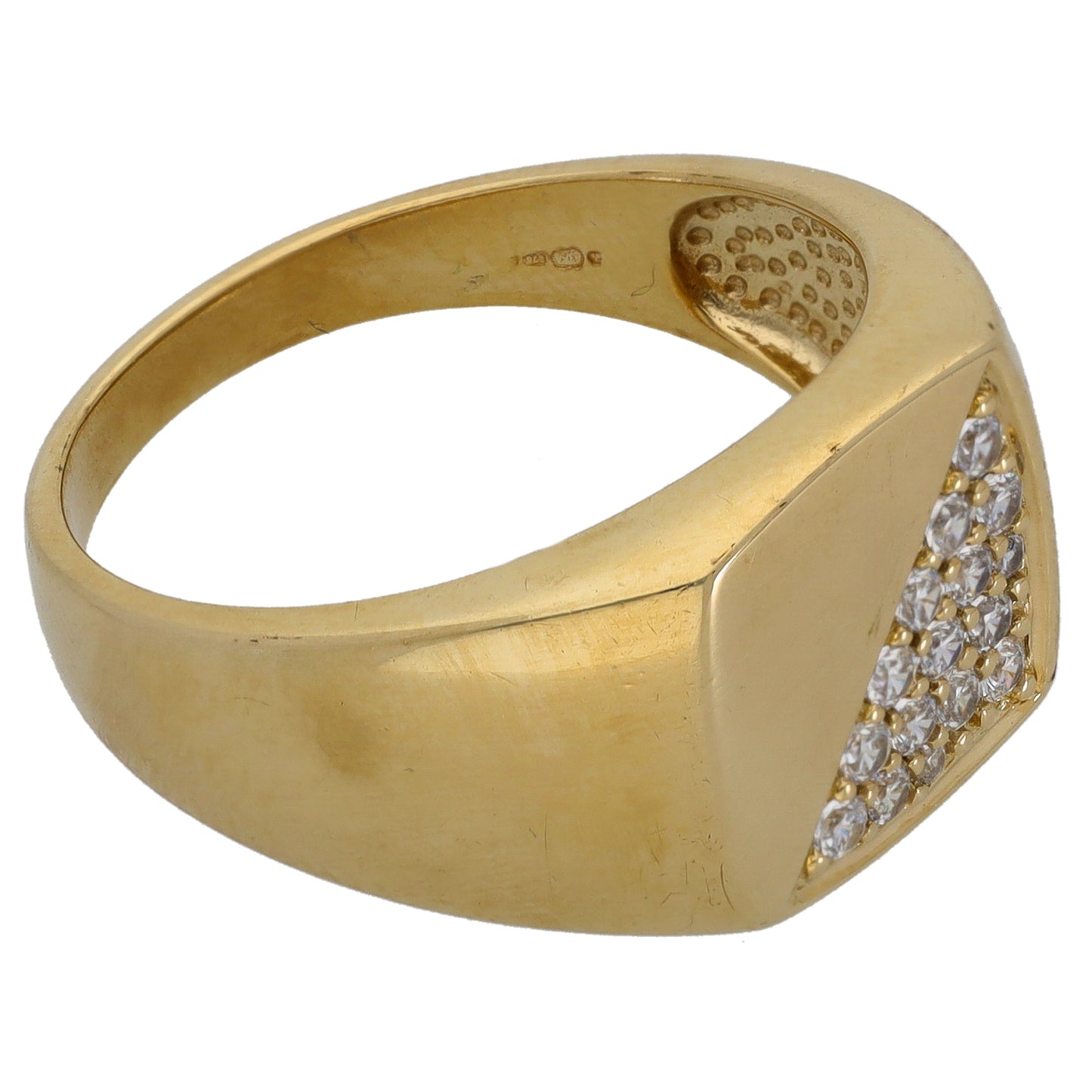 9ct Gold Cubic Zirconia Signet Ring Size V