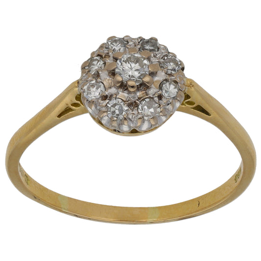 18ct Bicolour Gold 0.36ct Diamond Cluster Ring Size T
