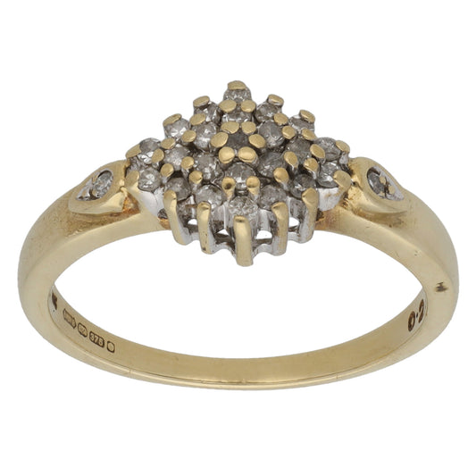 9ct Gold 0.25ct Diamond Cluster Ring Size O