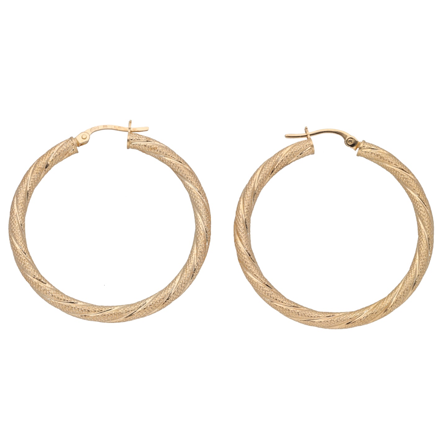 New 9ct Gold Patterned Hoop Earrings