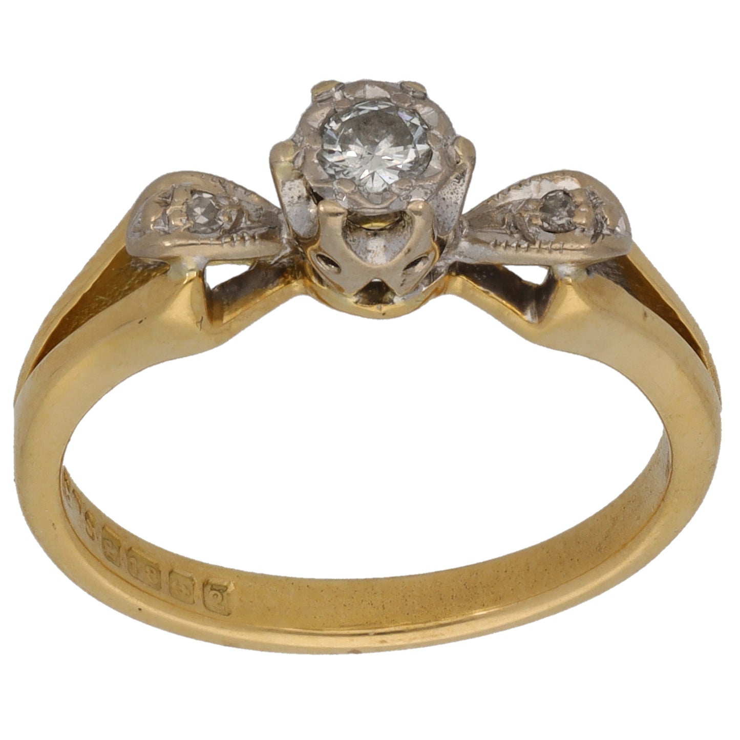 18ct Gold 0.14ct Diamond Trilogy Ring Size N