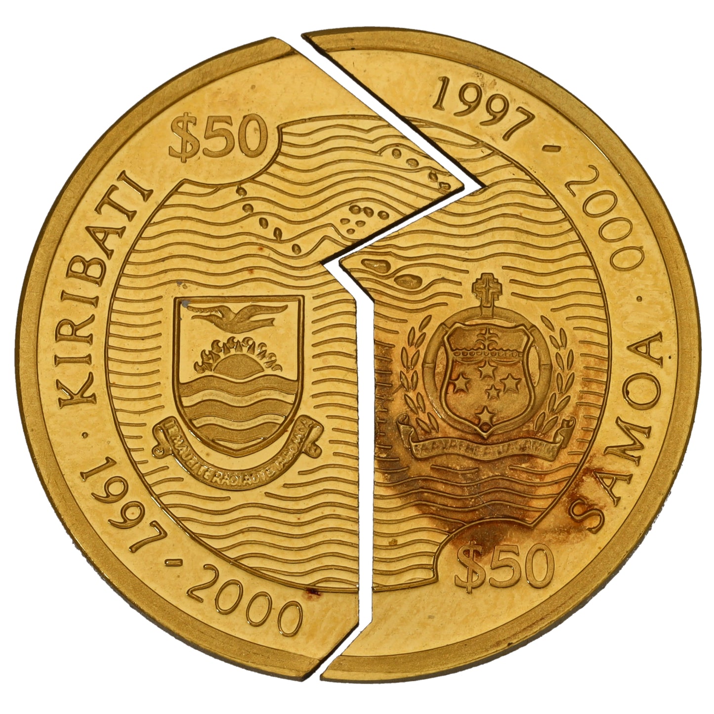 22ct Gold Kiribati and Samoa Millennium Split Coin 2000