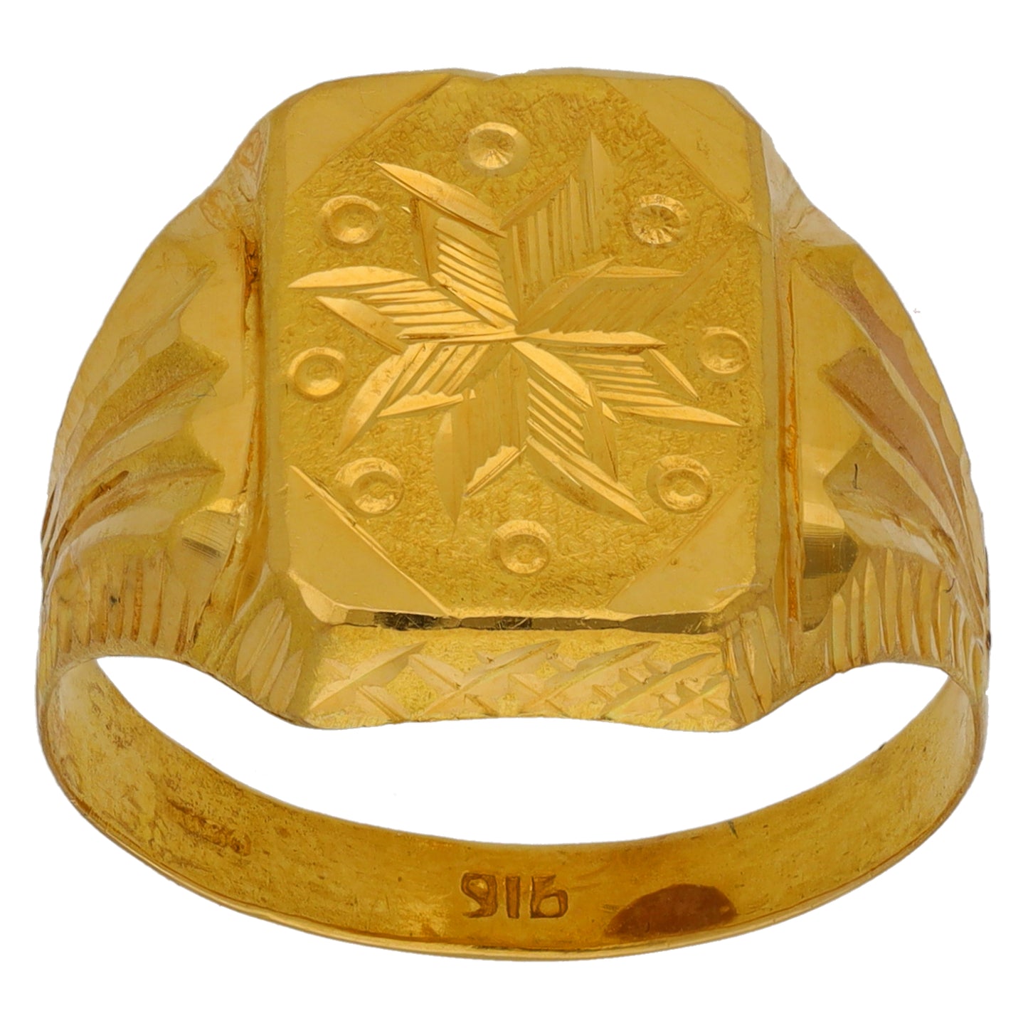 22ct Gold Patterned Signet Ring Size S