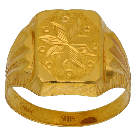 22ct Gold Patterned Signet Ring Size S