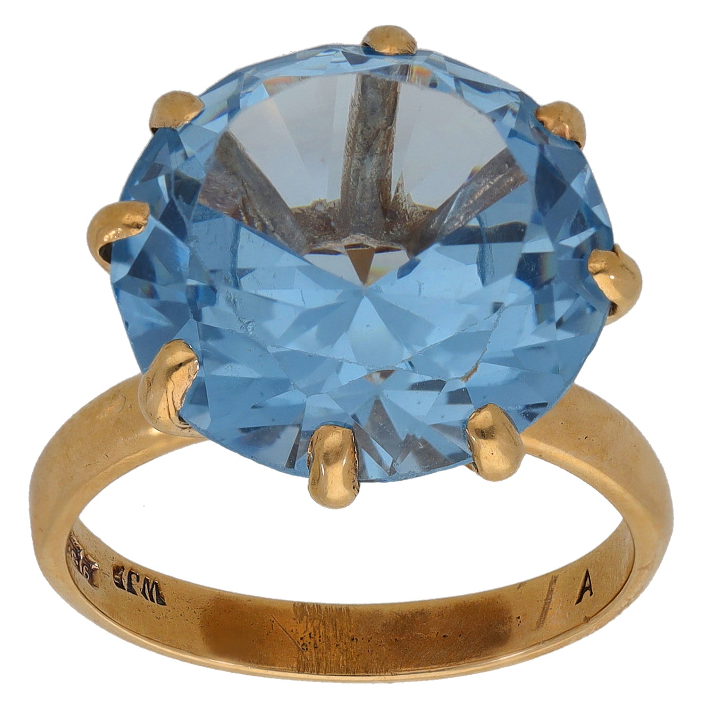 9ct Gold Imitation Single Stone Ring Size P