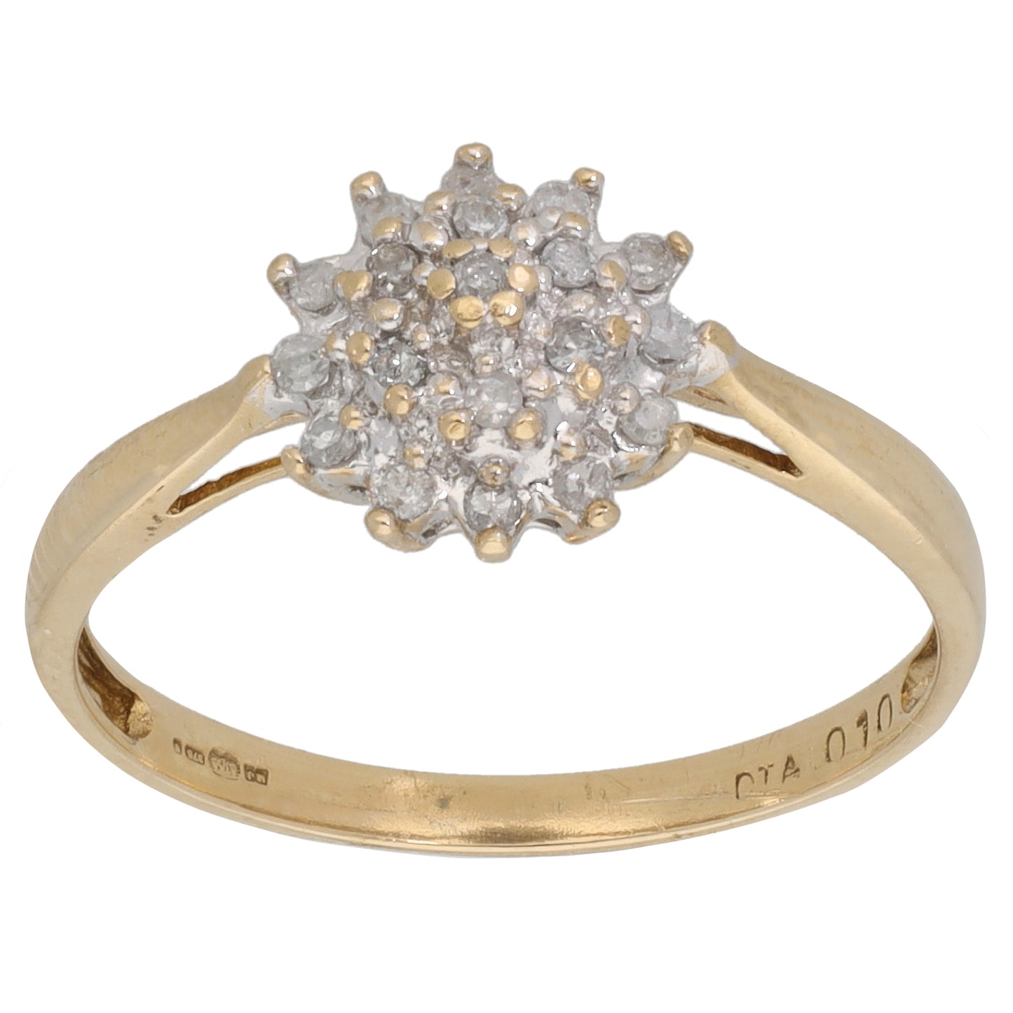 9ct Gold 0.10ct Diamond Cluster Ring Size L