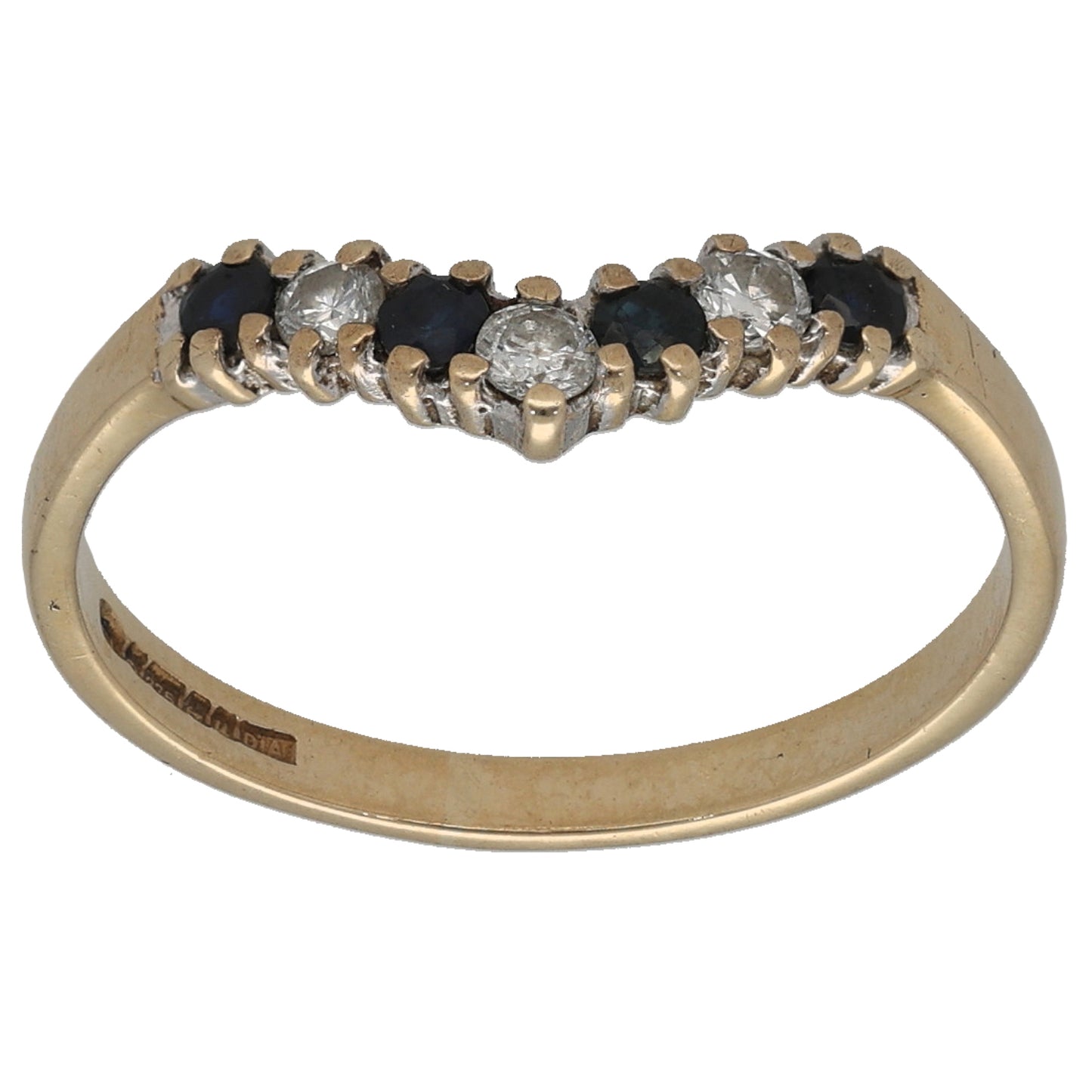 9ct Gold 0.10ct Diamond Wishbone Ring Size L