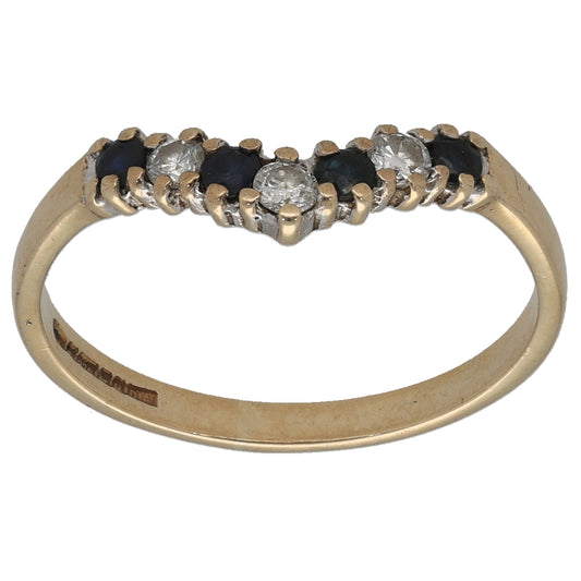 9ct Gold 0.10ct Diamond Wishbone Ring Size L