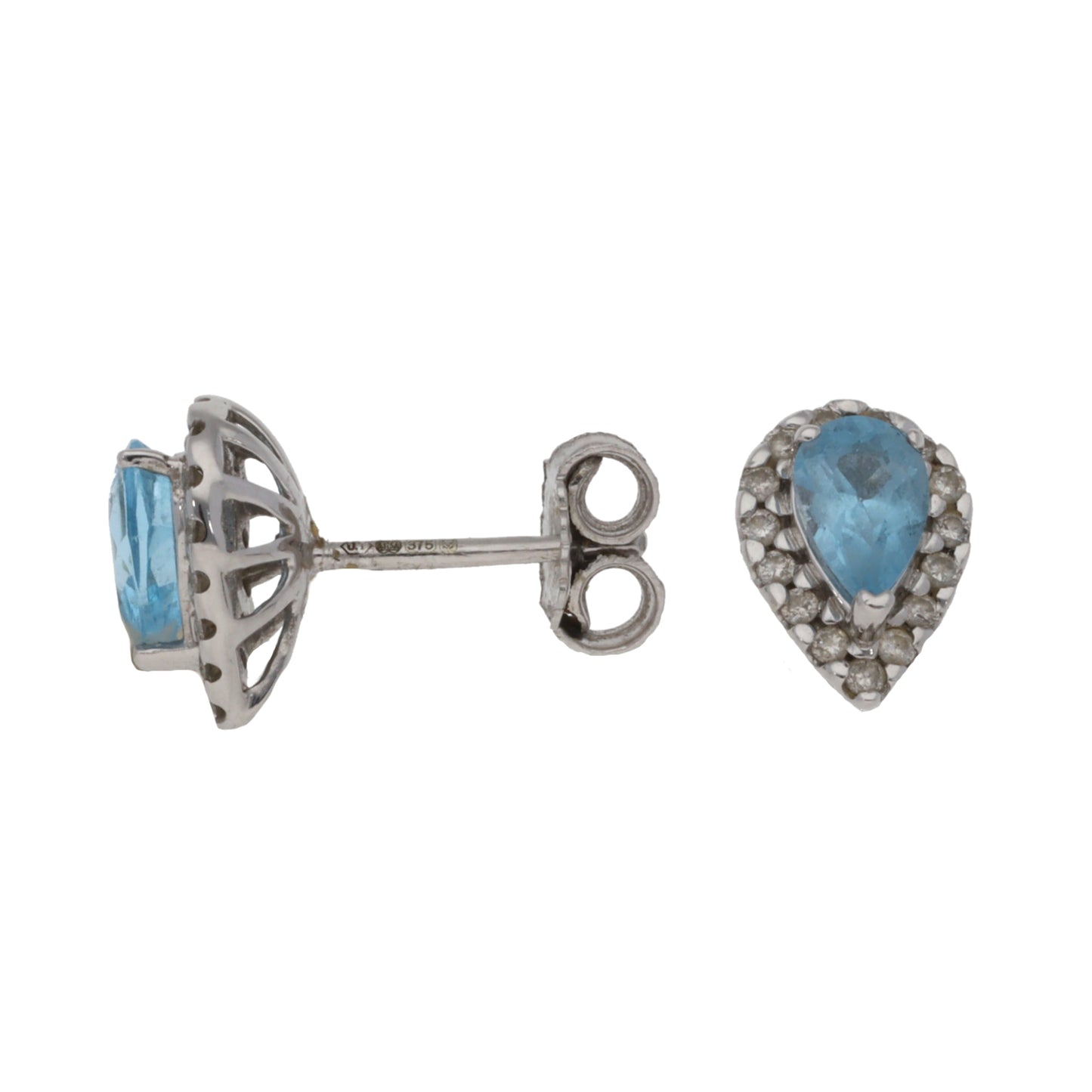 9ct White Gold 0.15ct Diamond & Topaz Dress/Cocktail Earrings