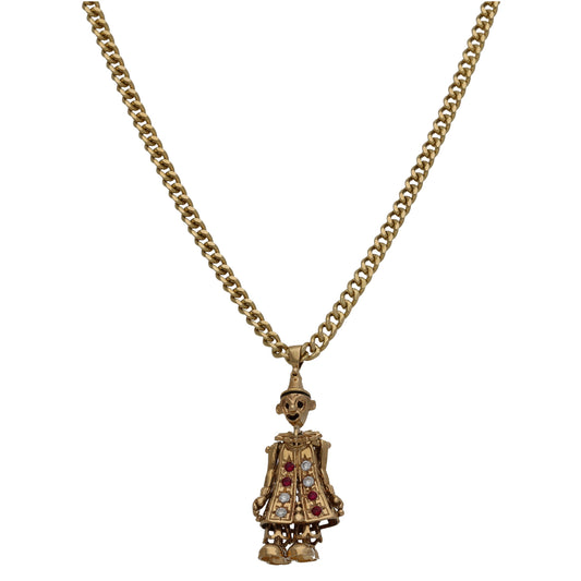 9ct Gold Imitation Clown Pendant With Chain