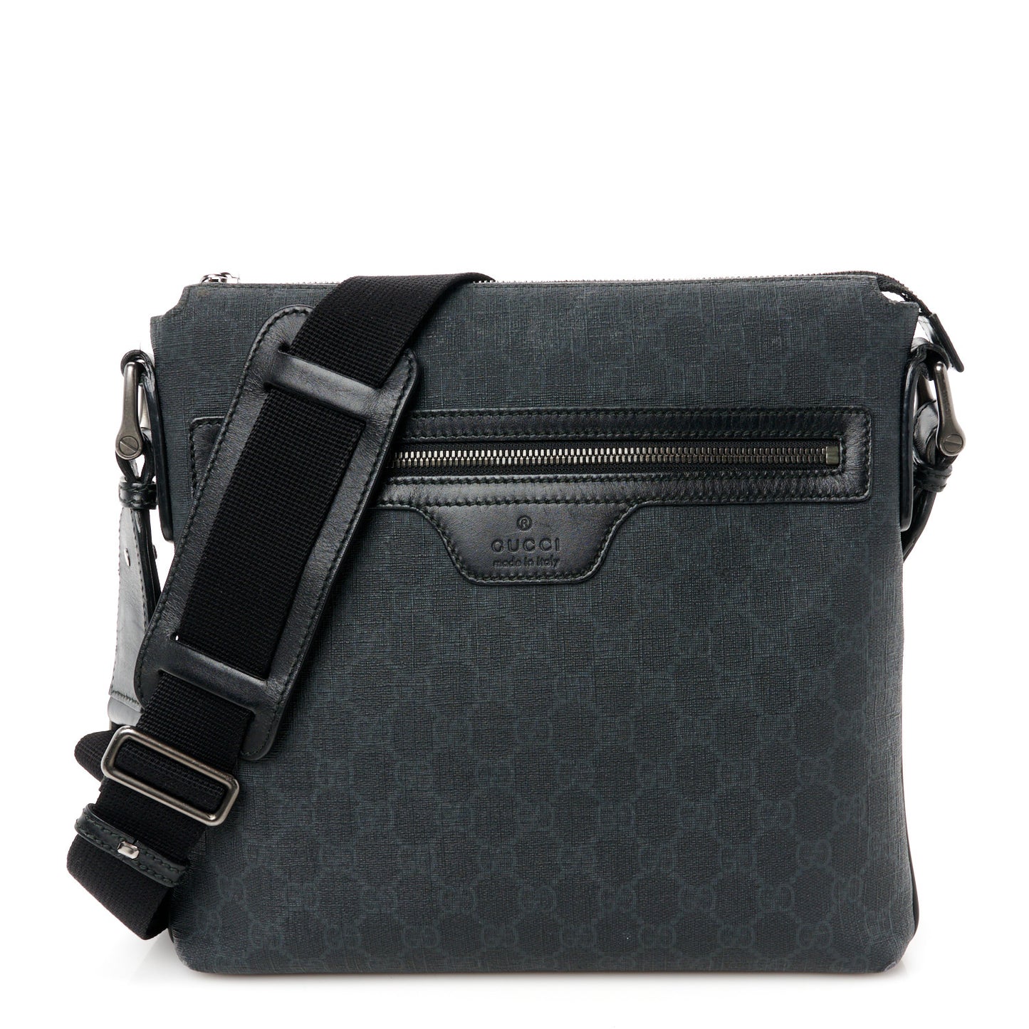 Gucci GG Supreme Monogram Crossbody Messenger Coated Canvas Bag - Black