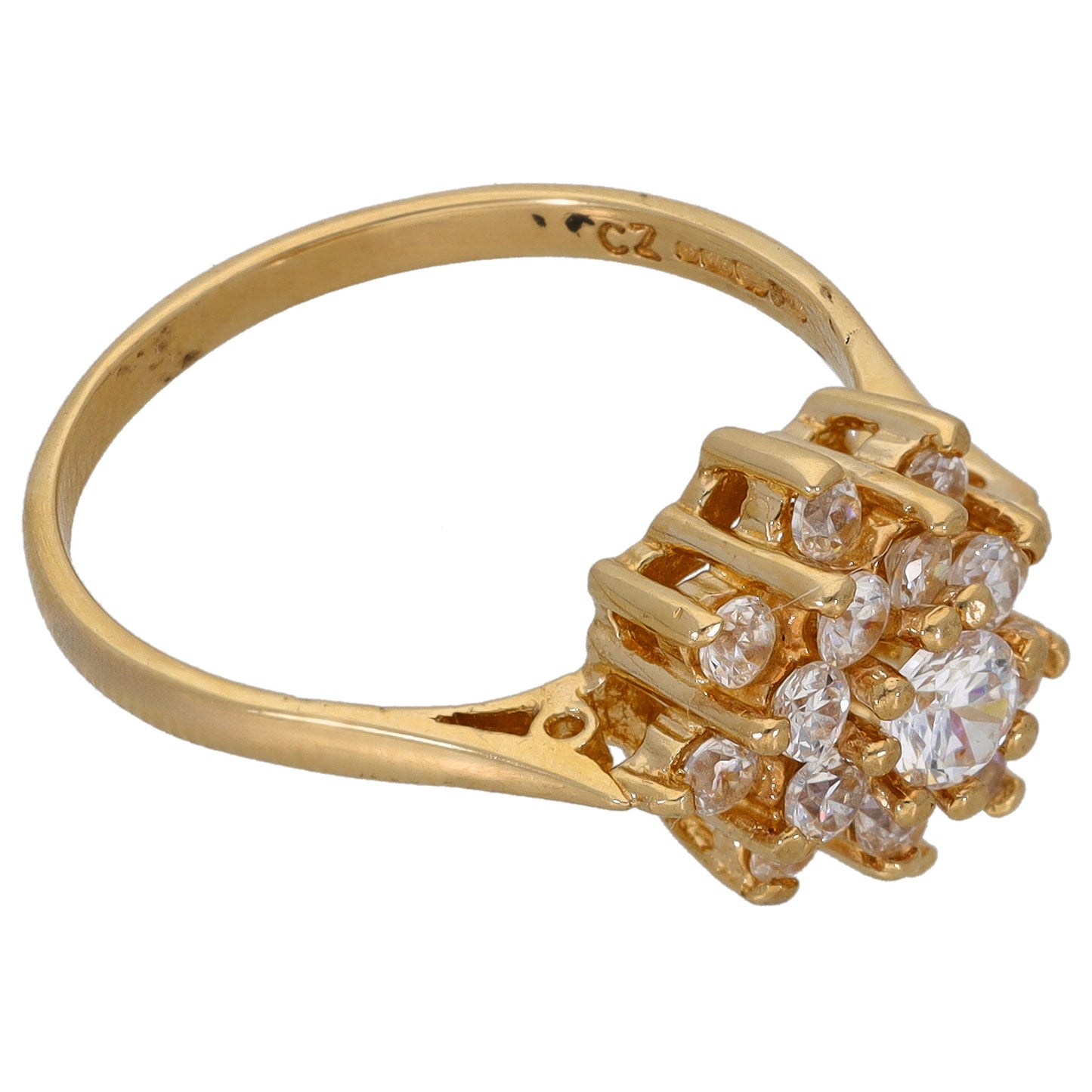 9ct Gold Cubic Zirconia Dress/Cocktail Ring Size P