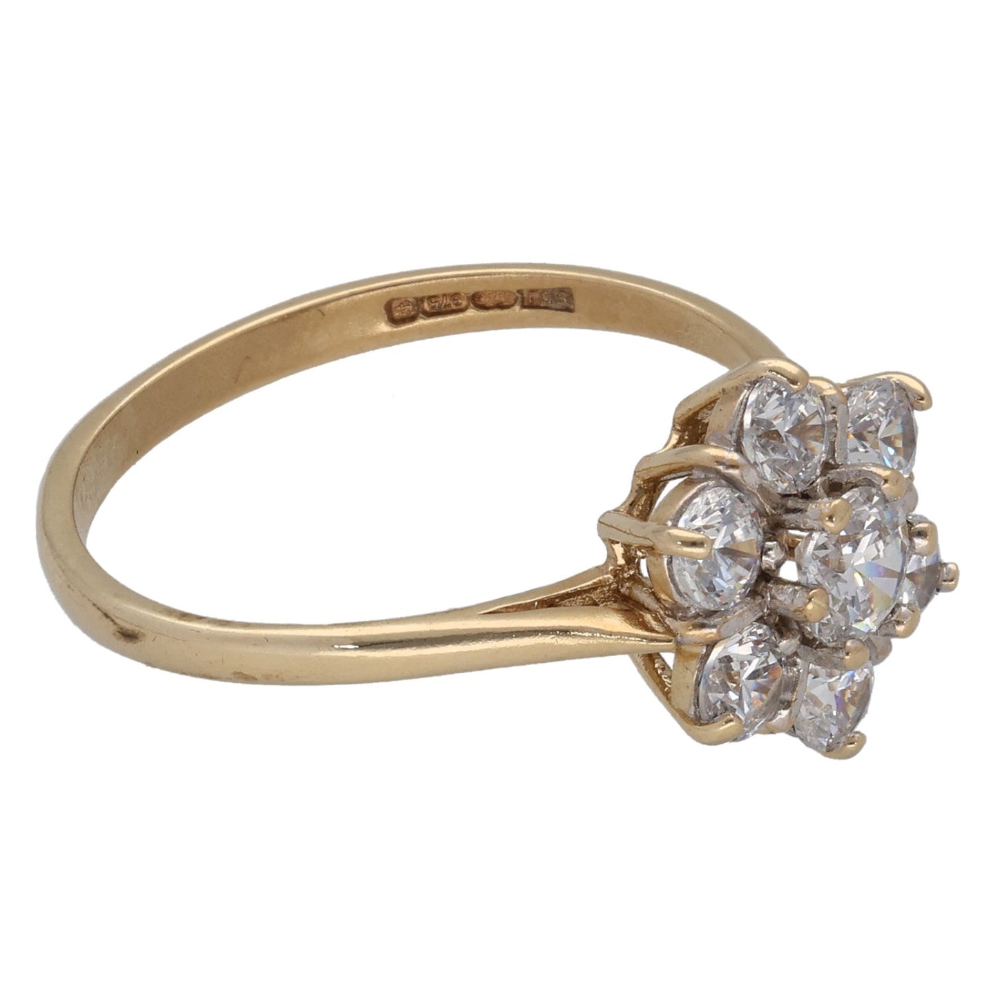9ct Gold Cubic Zirconia Cluster Ring Size N