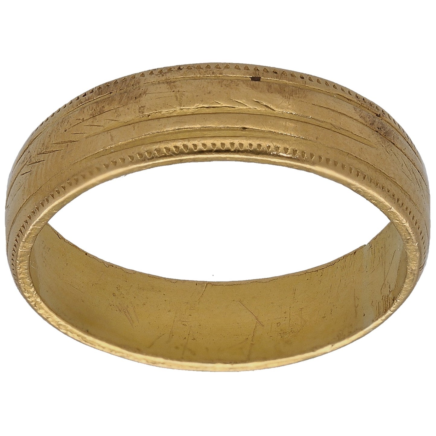 22ct Gold Patterned Wedding Ring Size P