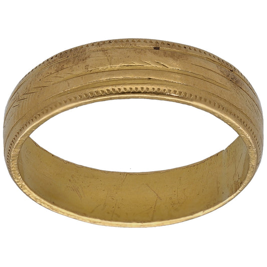22ct Gold Patterned Wedding Ring Size P