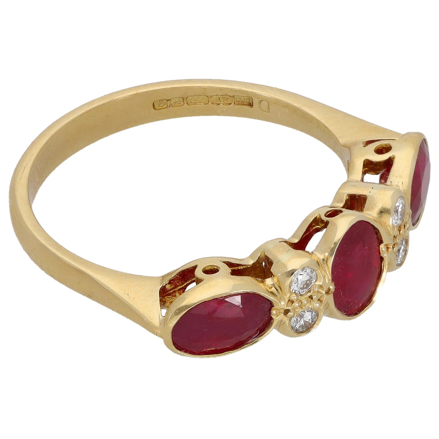 9ct Gold 0.12ct Diamond & Ruby Dress/Cocktail Ring Size N