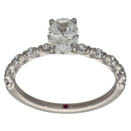 Platinum 1.10ct Diamond Solitaire Ring With Accent Stones Size M