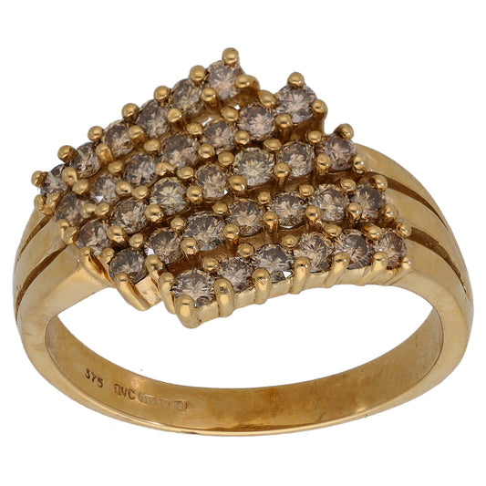 9ct Gold 0.90ct Diamond Dress/Cocktail Ring Size R