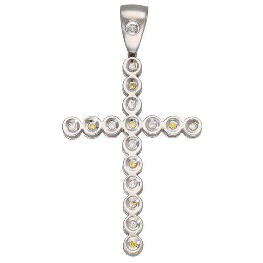14ct White Gold 0.17ct Diamond Cross Pendant