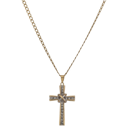 9ct Gold 0.34ct Diamond Cross Pendant With Chain