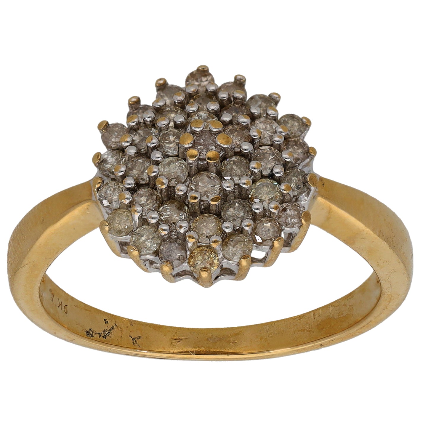 9ct Gold 0.76ct Diamond Cluster Ring Size X