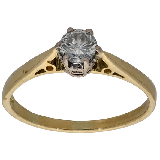 18ct Gold 0.30ct Diamond Solitaire Ring Size M