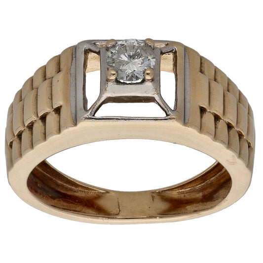 9ct Bicolour Gold 0.25ct Diamond Solitaire Ring Size M