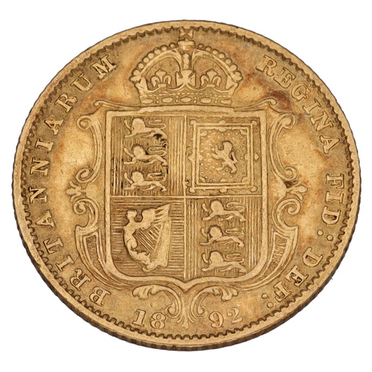 22ct Gold Queen Victoria Half Sovereign Coin 1892