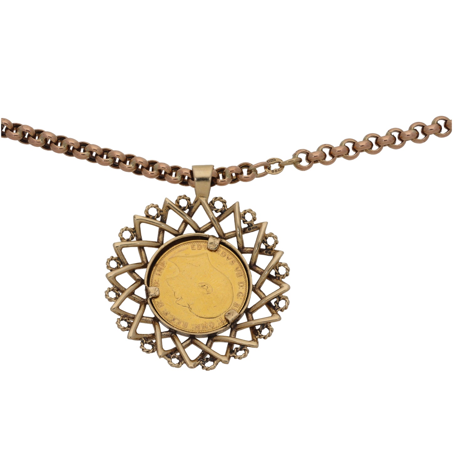 9ct Gold Full Sovereign Coin Necklace 24"