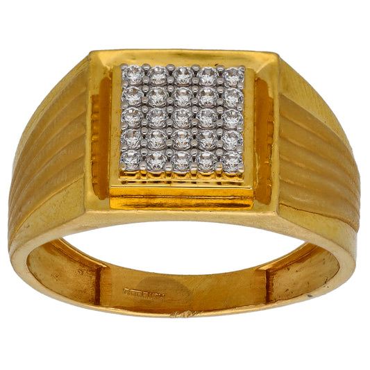 22ct Gold Cubic Zirconia Plain Signet Ring Size U