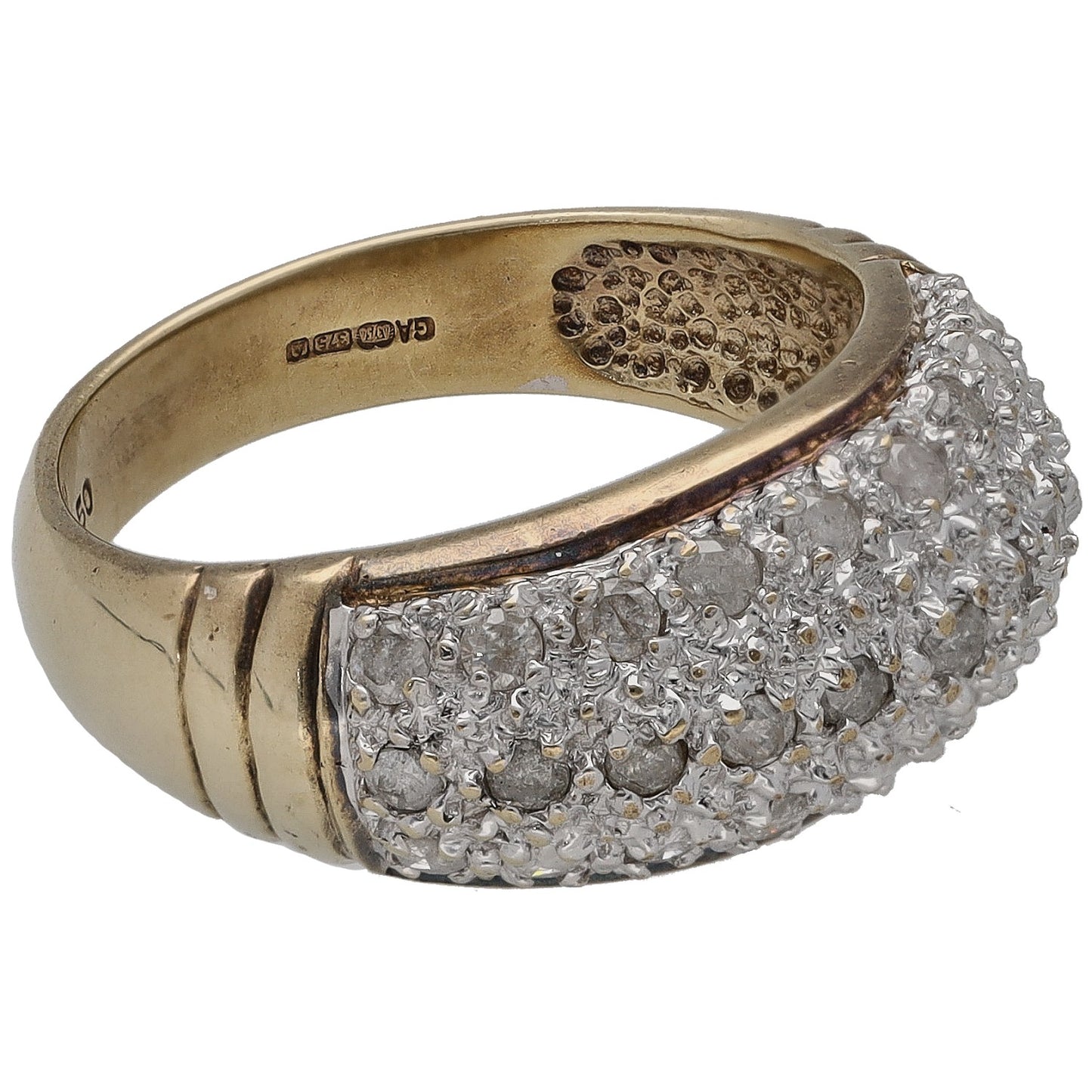 Bicolour gold diamond cocktail ring with pavé round stones