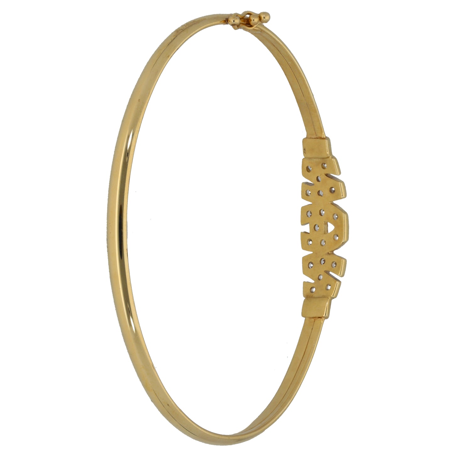 9ct Gold Cubic Zirconia Hinged/Clasp Bangle