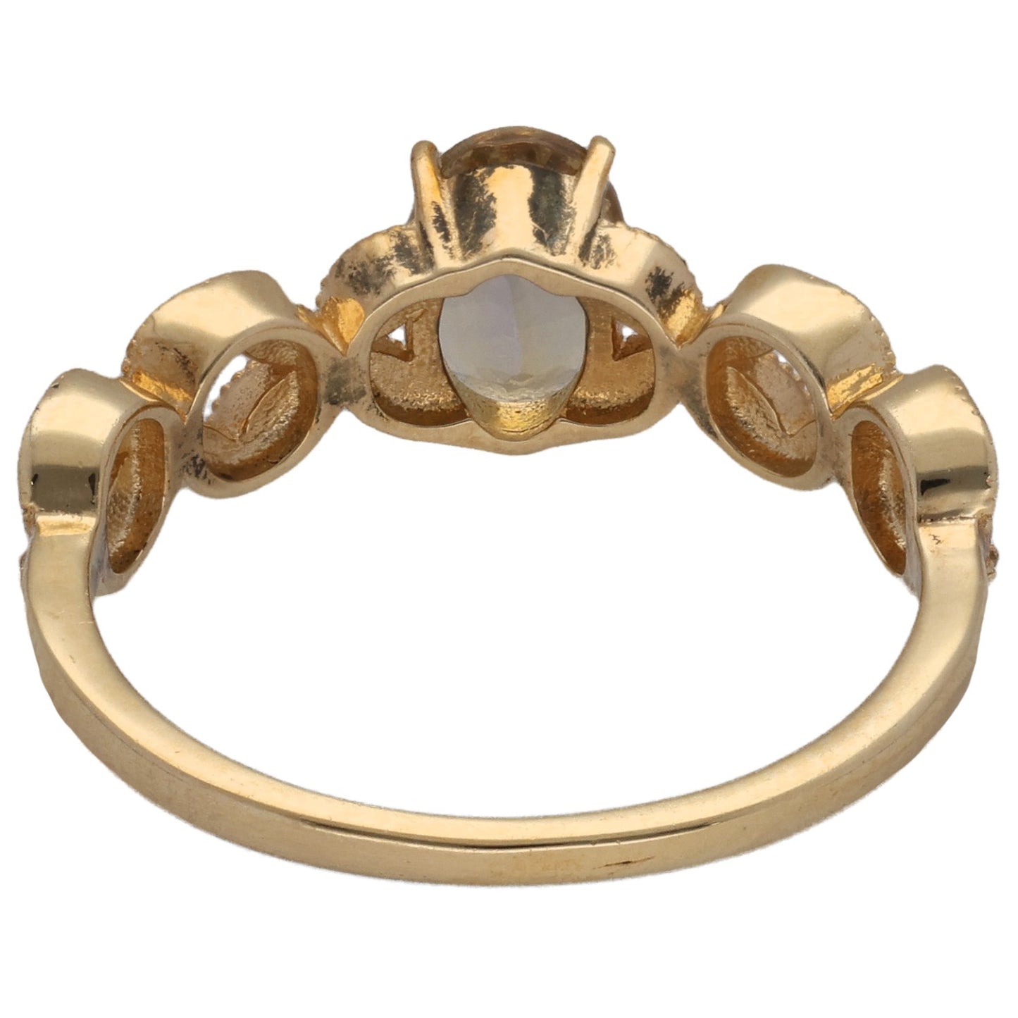 9ct Gold Spodumene & 0.10ct Diamond Dress/Cocktail Ring Size N