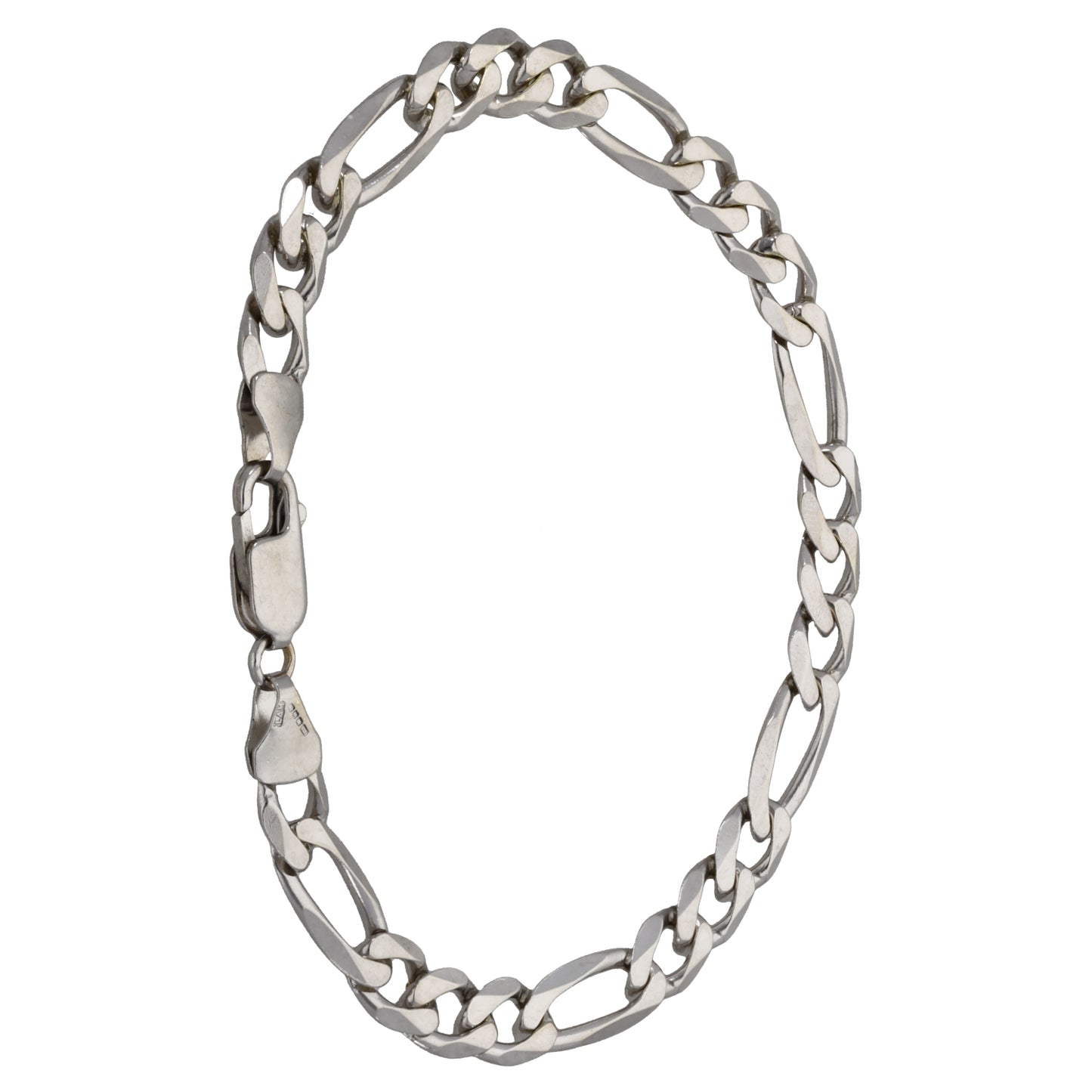 9ct White Gold Figaro Bracelet