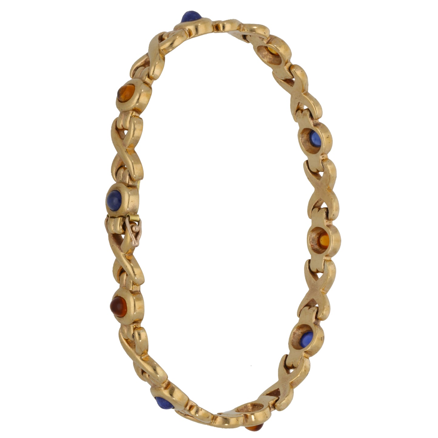 9ct Gold Sapphire & Citrine Fancy Stone Set Bracelet