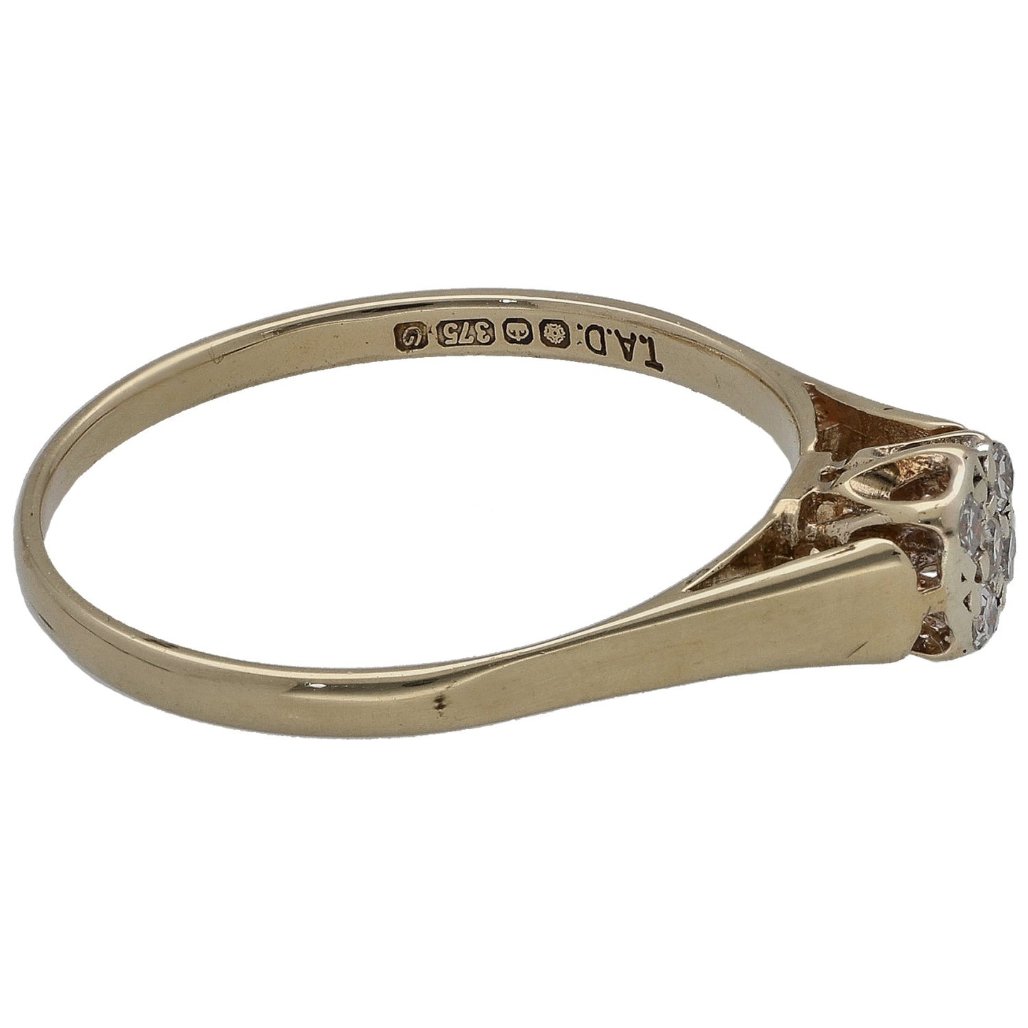 9ct Gold 0.10ct Diamond Cluster Ring Size N