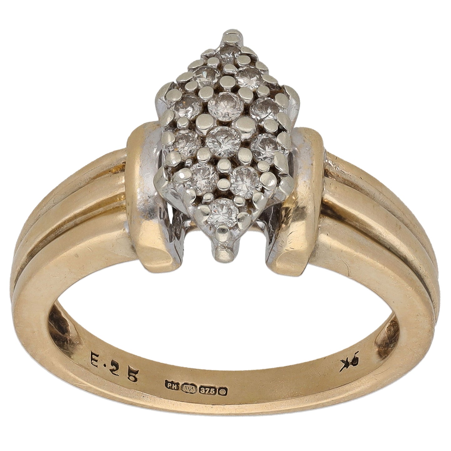 9ct Gold 0.25ct Diamond Dress/Cocktail Ring Size N