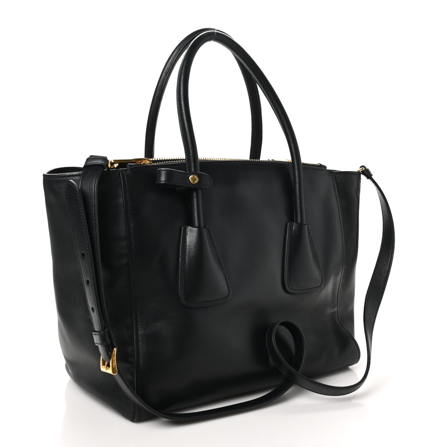 Prada Vitello Soft Twin Pocket Tote - Black