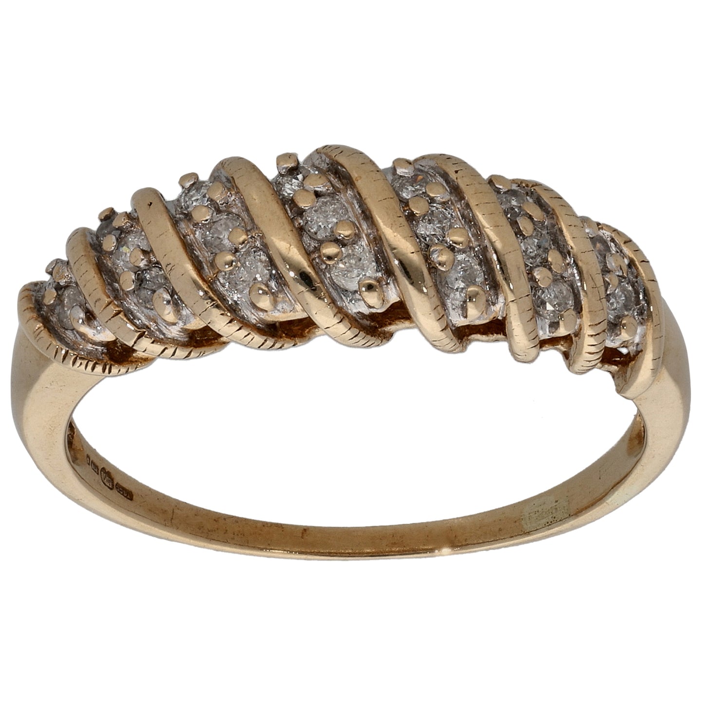 9ct Gold 0.19ct Diamond Dress/Cocktail Ring Size P