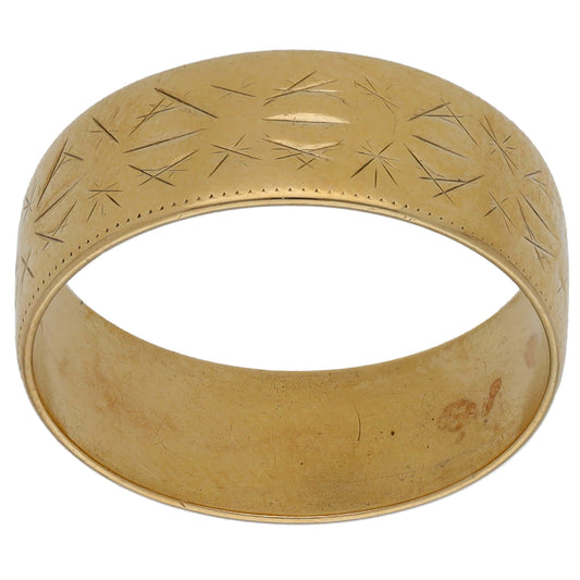 9ct Gold Patterned Wedding Ring Size M