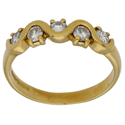 18ct Gold 0.50ct Diamond Half Eternity Ring Size O