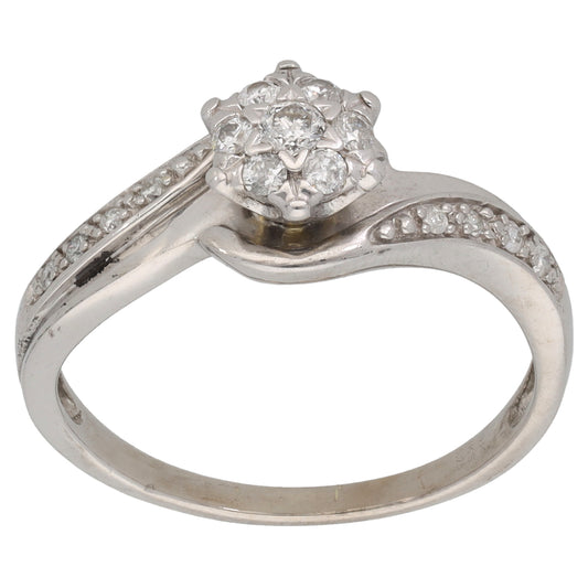 9ct White Gold 0.25ct Diamond Cluster Ring Size R