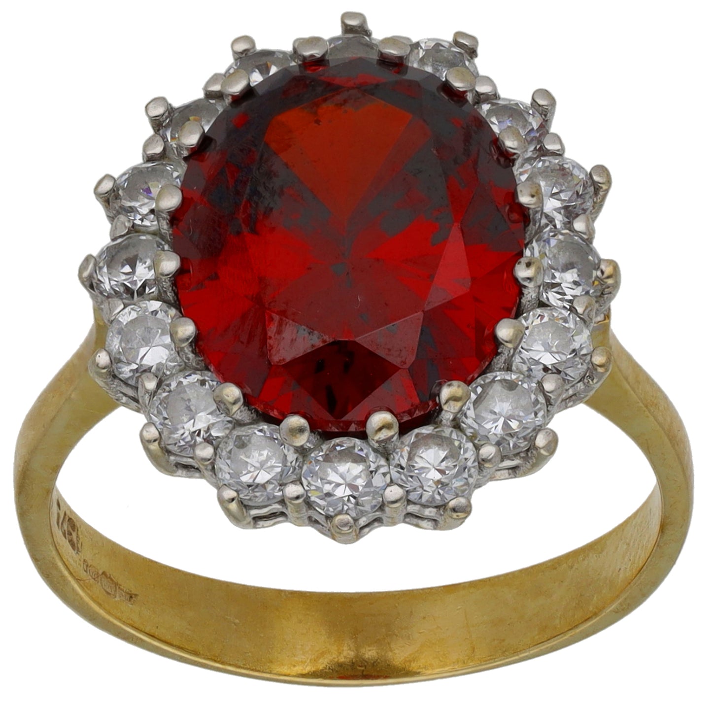 9ct Gold Imitation Gems Dress/Cocktail Ring Size O