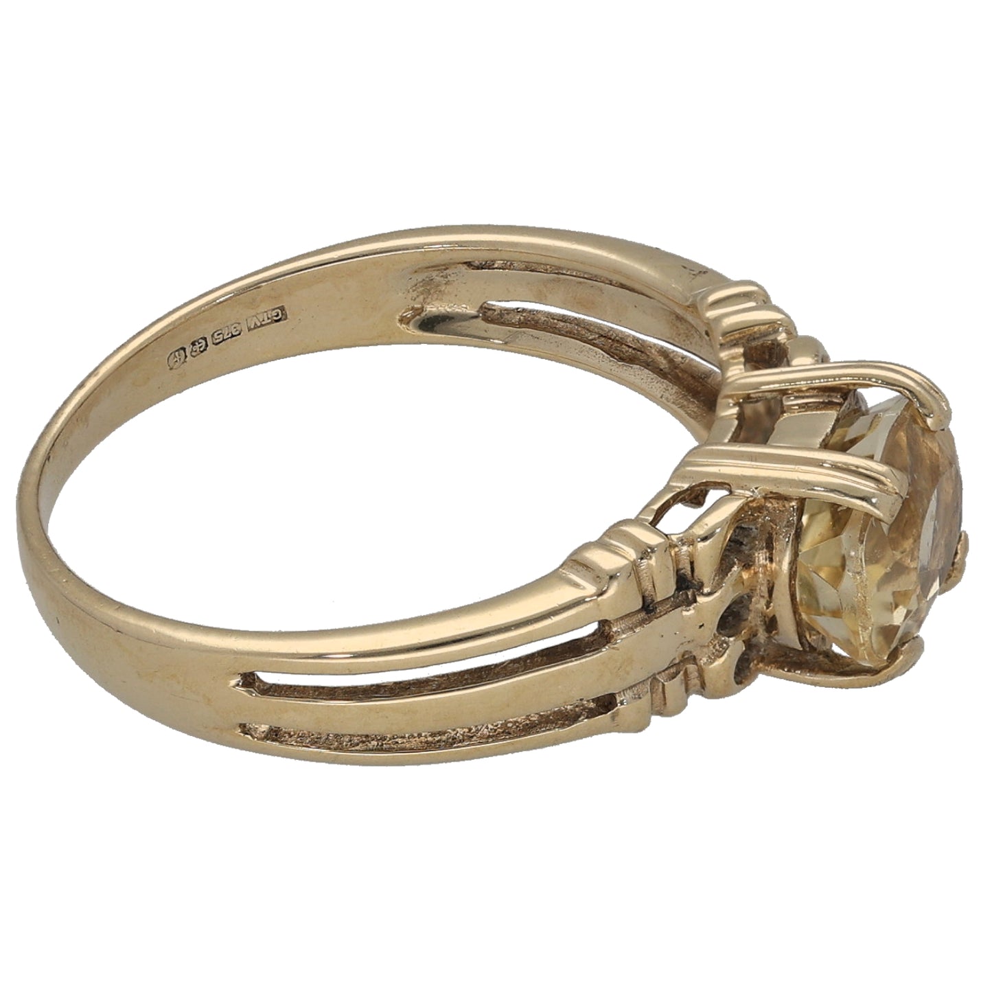 9ct Gold Citrine Single Stone Ring Size N