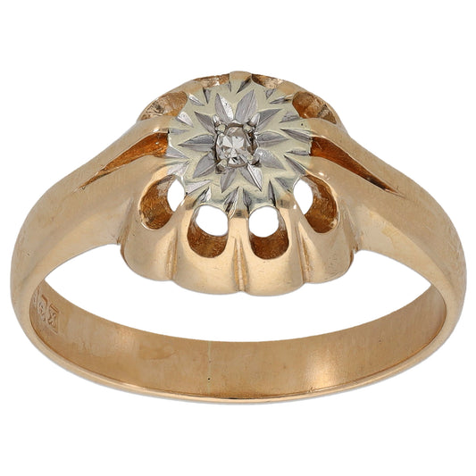 9ct Gold 0.02ct Diamond Solitaire Ring Size P