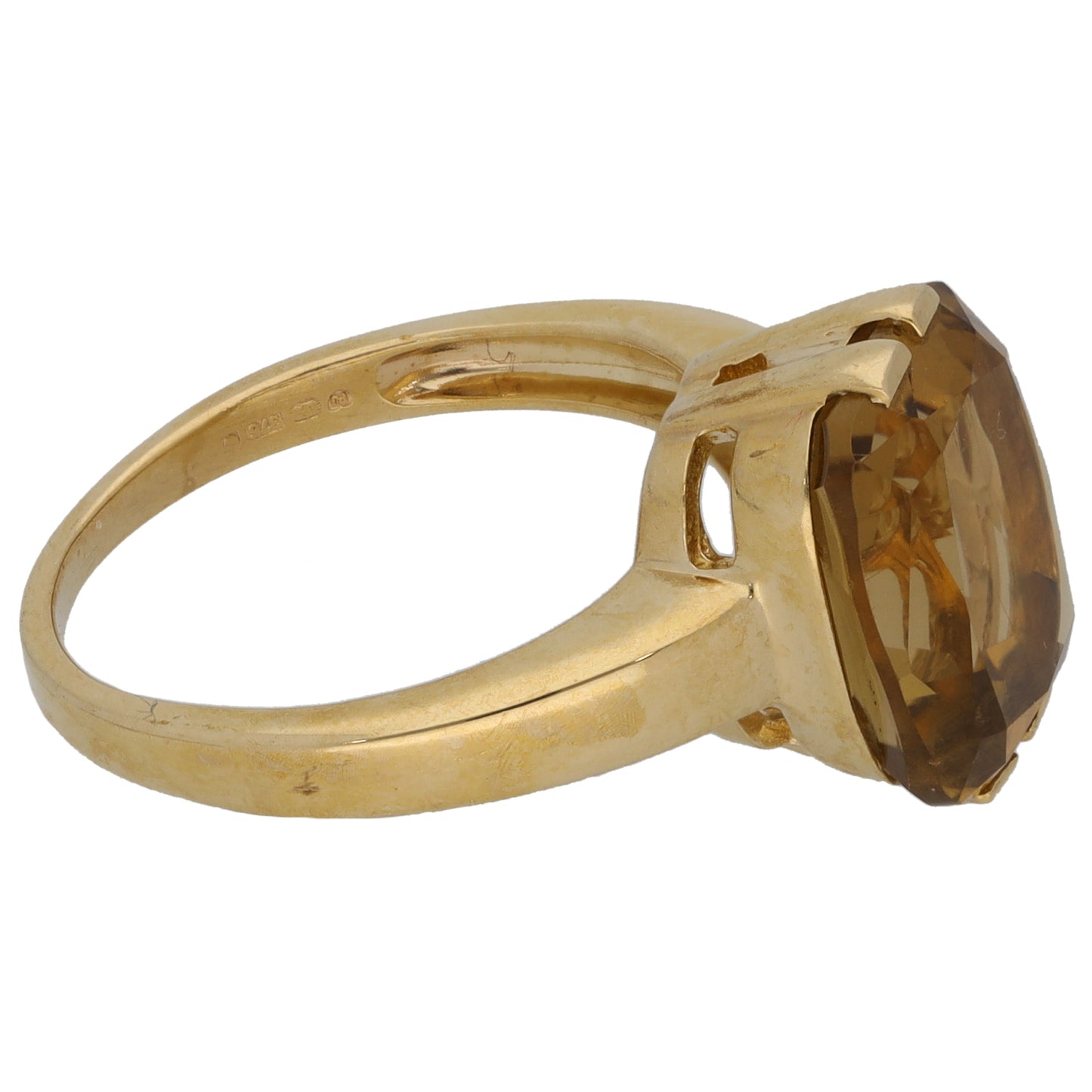 9ct Gold Quartz Single Stone Ring Size M