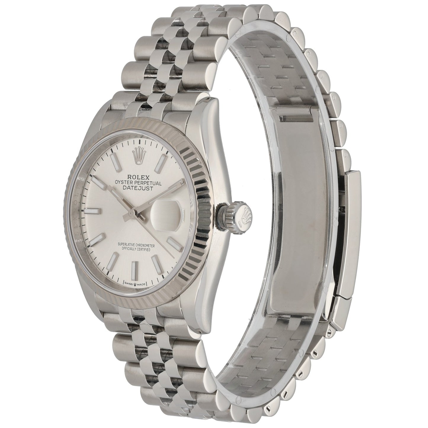 Rolex Datejust 126234, stainless steel, silver dial, front angle image
